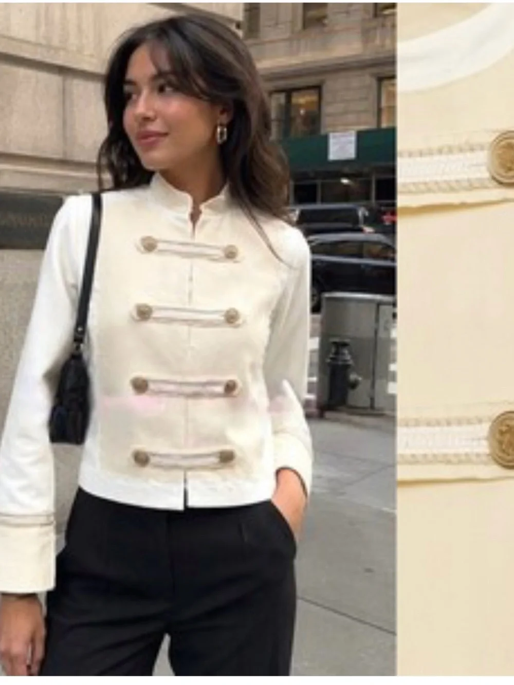 ZARA ZW Collection jacket featuring embossed gold button - Picture 1 of 15